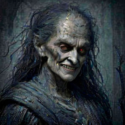 A Creepy Hag in Cyberpunk Style