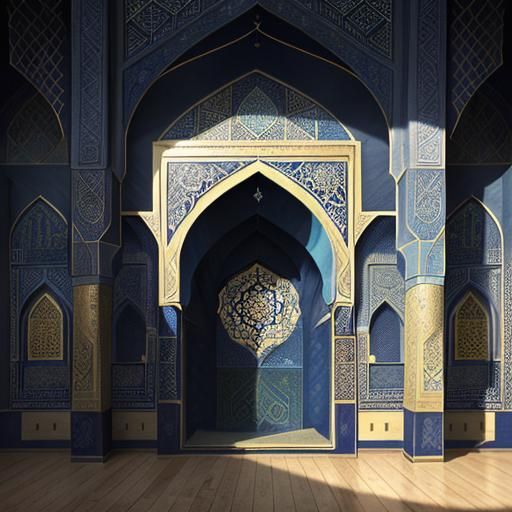 Splendid Iranian Mosque Interior in Detailed Matte Painting