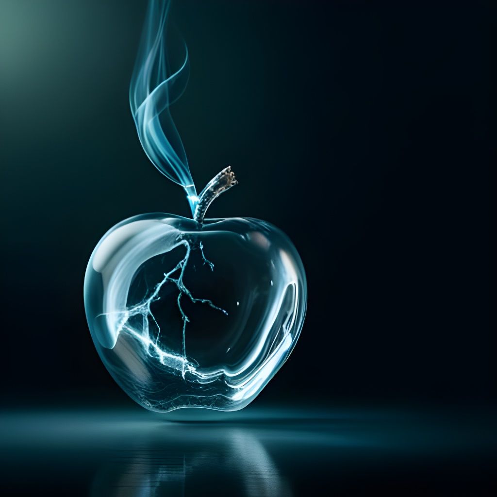 Glowing Glass Apple with Cosmic Energy