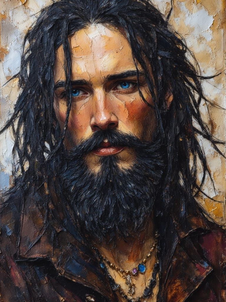 Pirate Portrait in Klimt Style Oil Painting