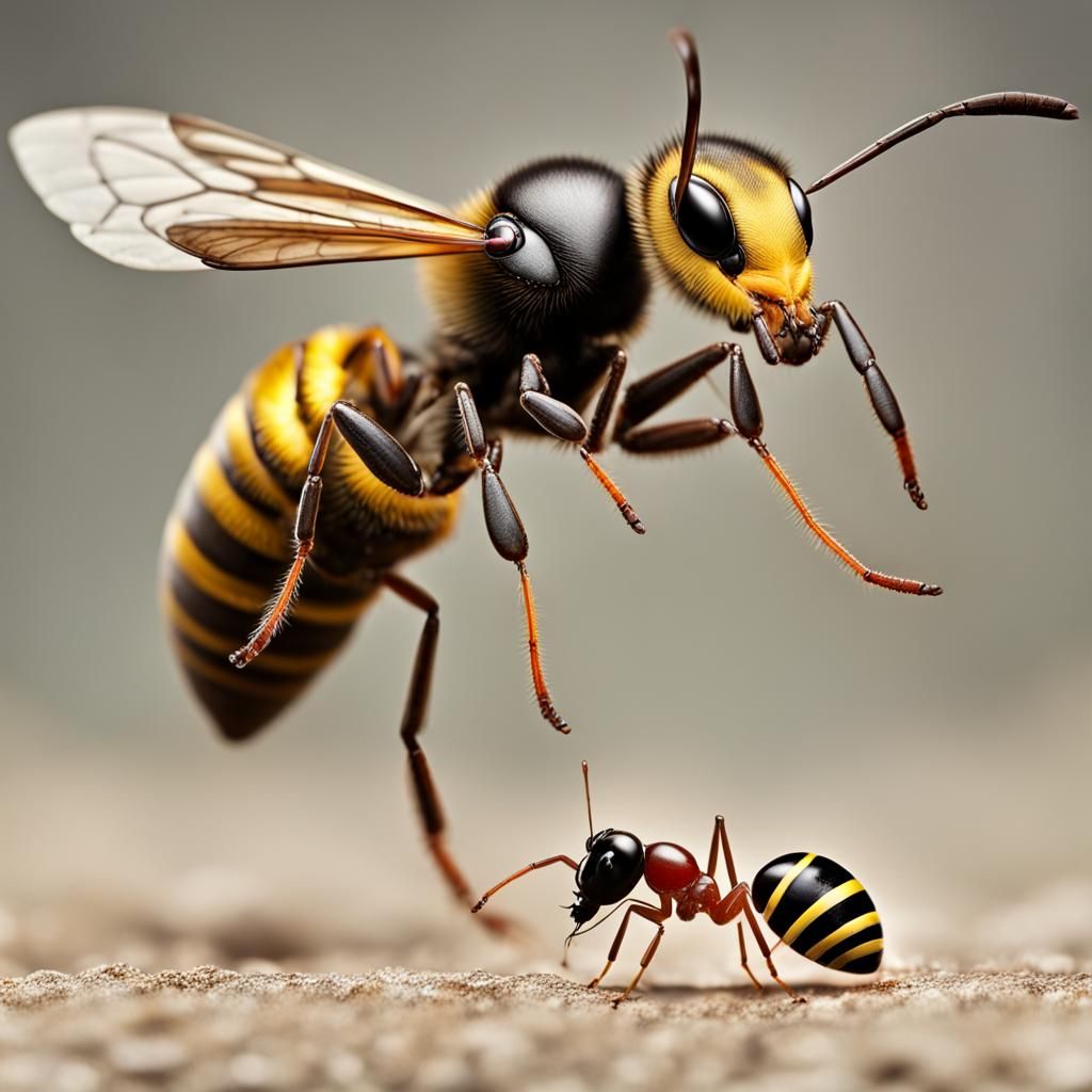 Ant Riding a Bee Like a Horse