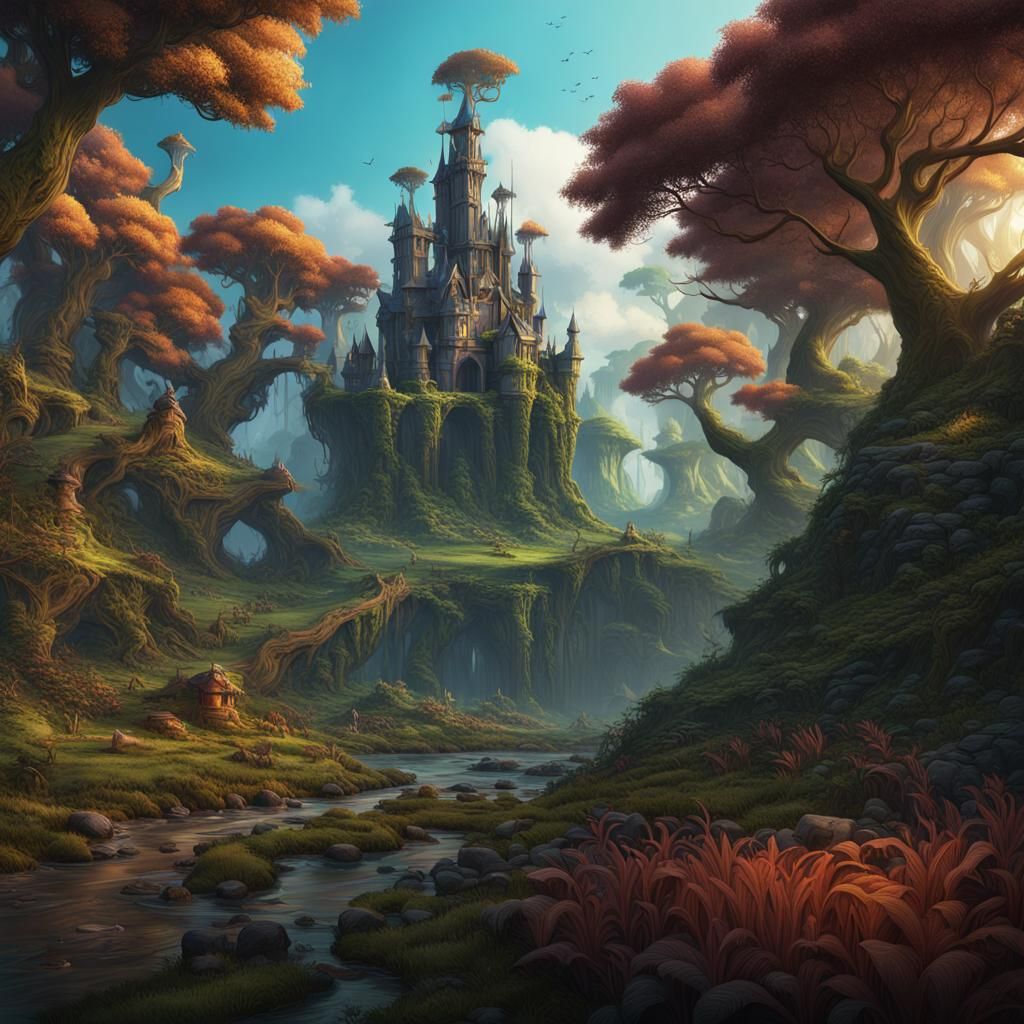 Fantastical Neverland Forest: Detailed Matte Painting