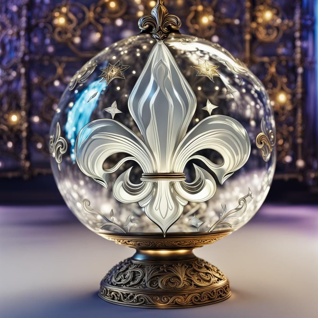 Bioluminescent Fleur de Lis in Glass Ball