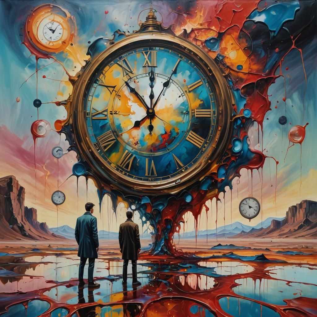 Anxious Figure in Surreal Oil Painting Landscape