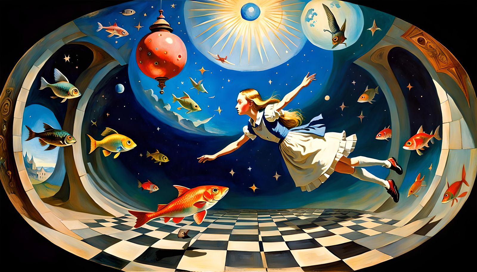 Distorted Reality: A Surreal Wonderland in Cosmic Style