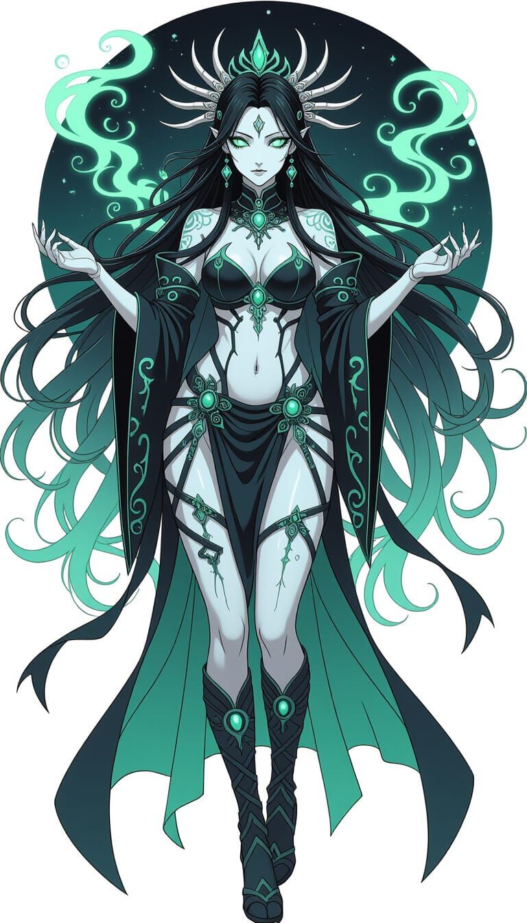 Fantasy Lich Queen in Manga Anime Style