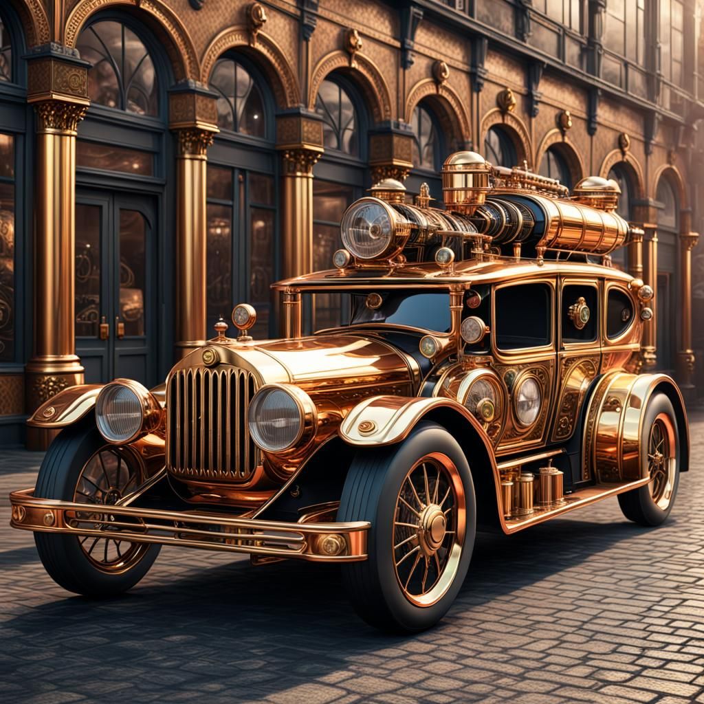 Steampunk Vehicle with Retro-Futuristic Design in 8k UHD