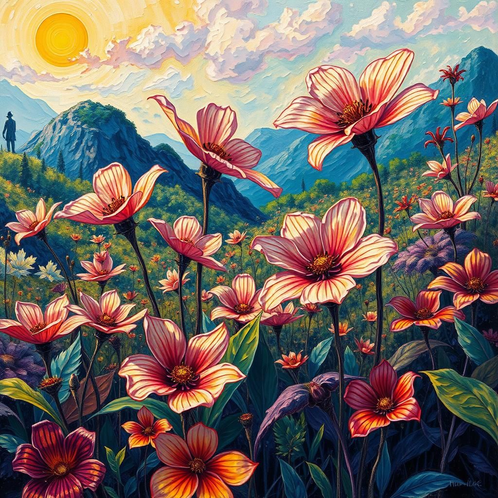 Surreal Alien Garden: An Expressionist Impasto Painting