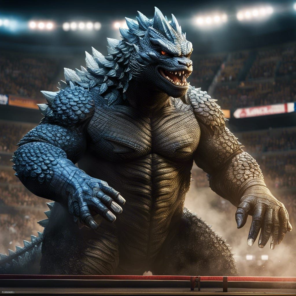 Godzilla Wins Arm Wrestling Championship in Hyperrealistic S...