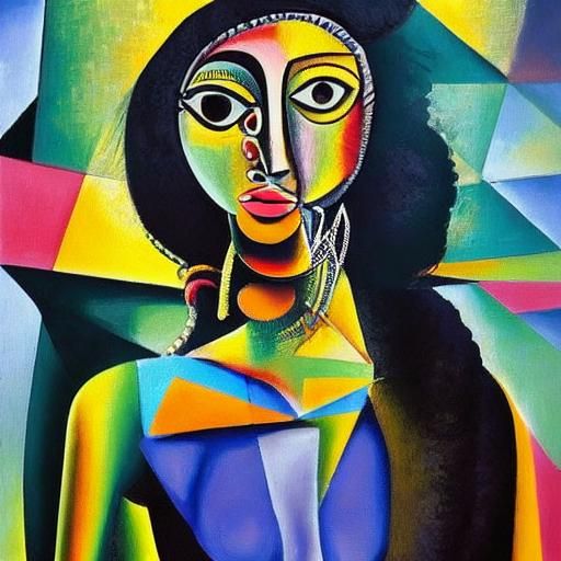 Surrealist Portrait of a Black Woman in Vibrant Jewelry