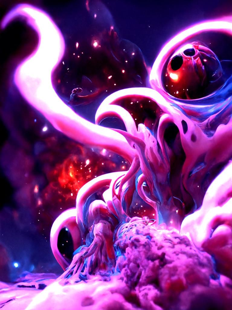 Eldritch Cosmic Being Destroys Planet as Digital Art