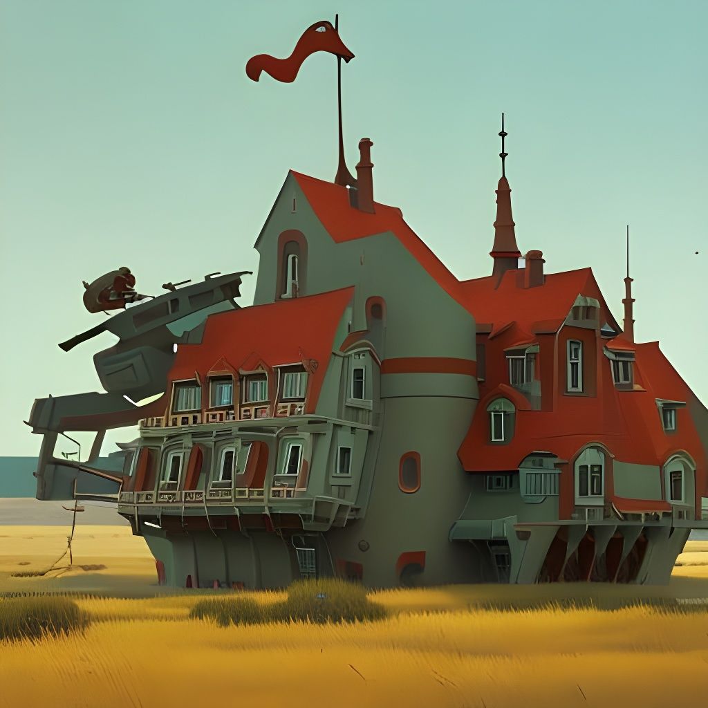 Surreal Sci-Fi House in Fantasy Landscape