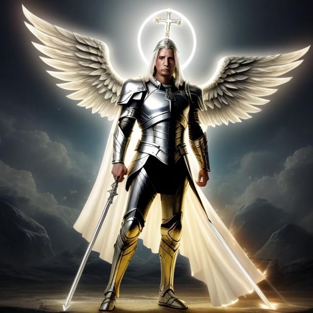 Battle Priest Angel in Silver Chain Mail