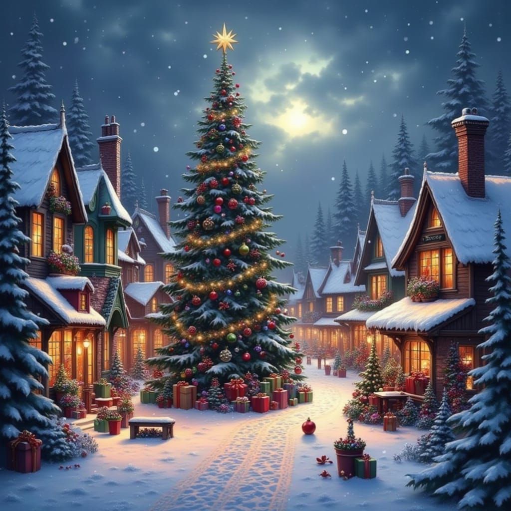 Magical North Pole Christmas Village in 3D Fantasy