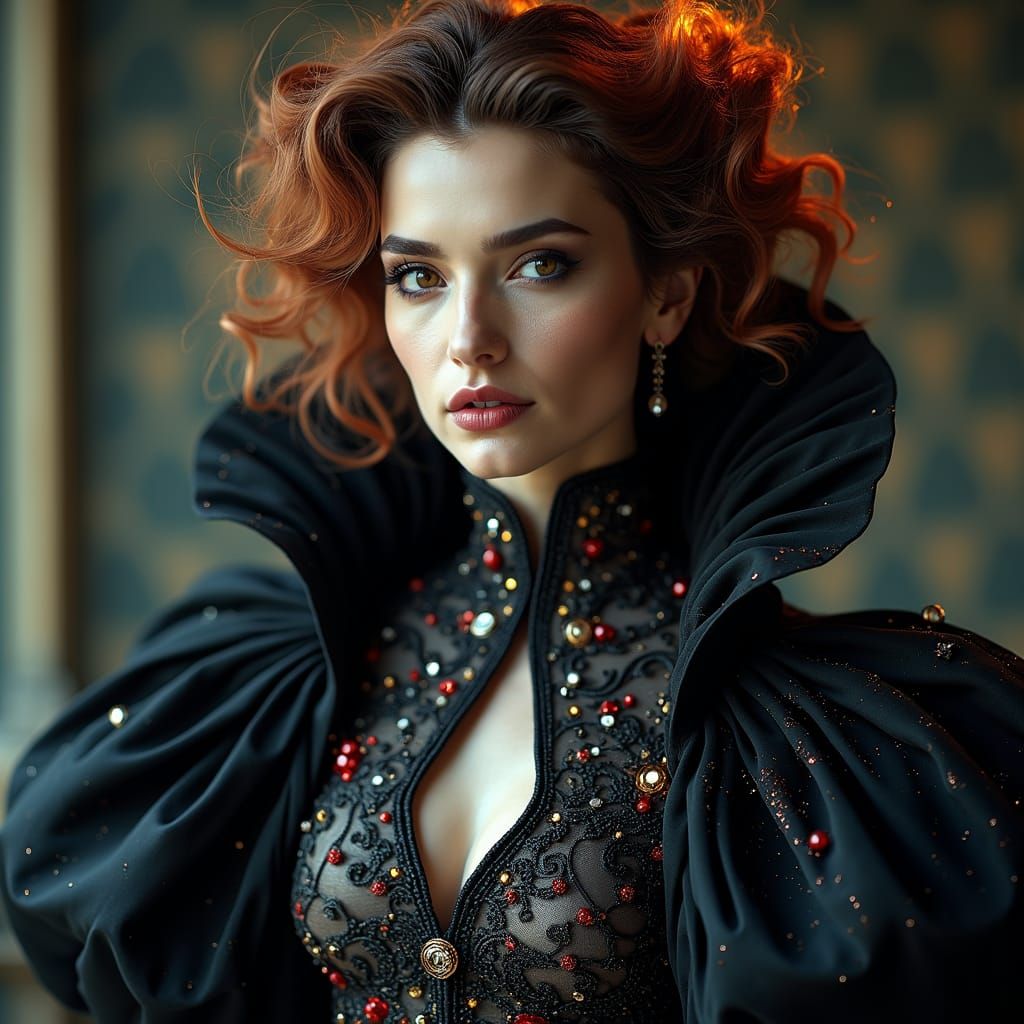 Majestic Queen of Dracula in Dark Romantic Style