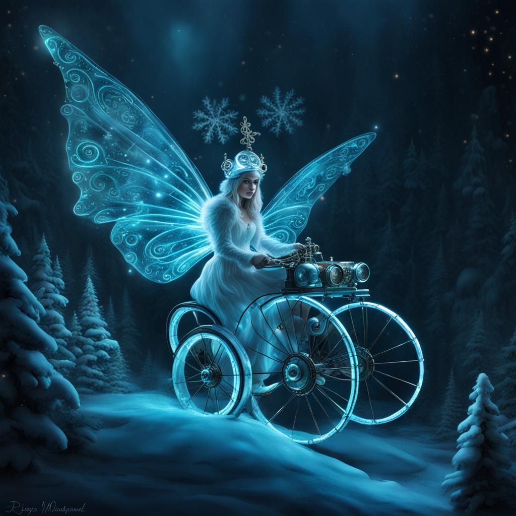 Bioluminescent Fairy-Tale Christmas Wonderland with Steampun...