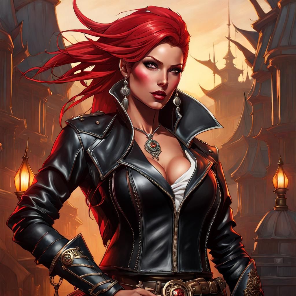 Epic High Fantasy Demon Pirate Portrait in Dark Fantasy Styl...