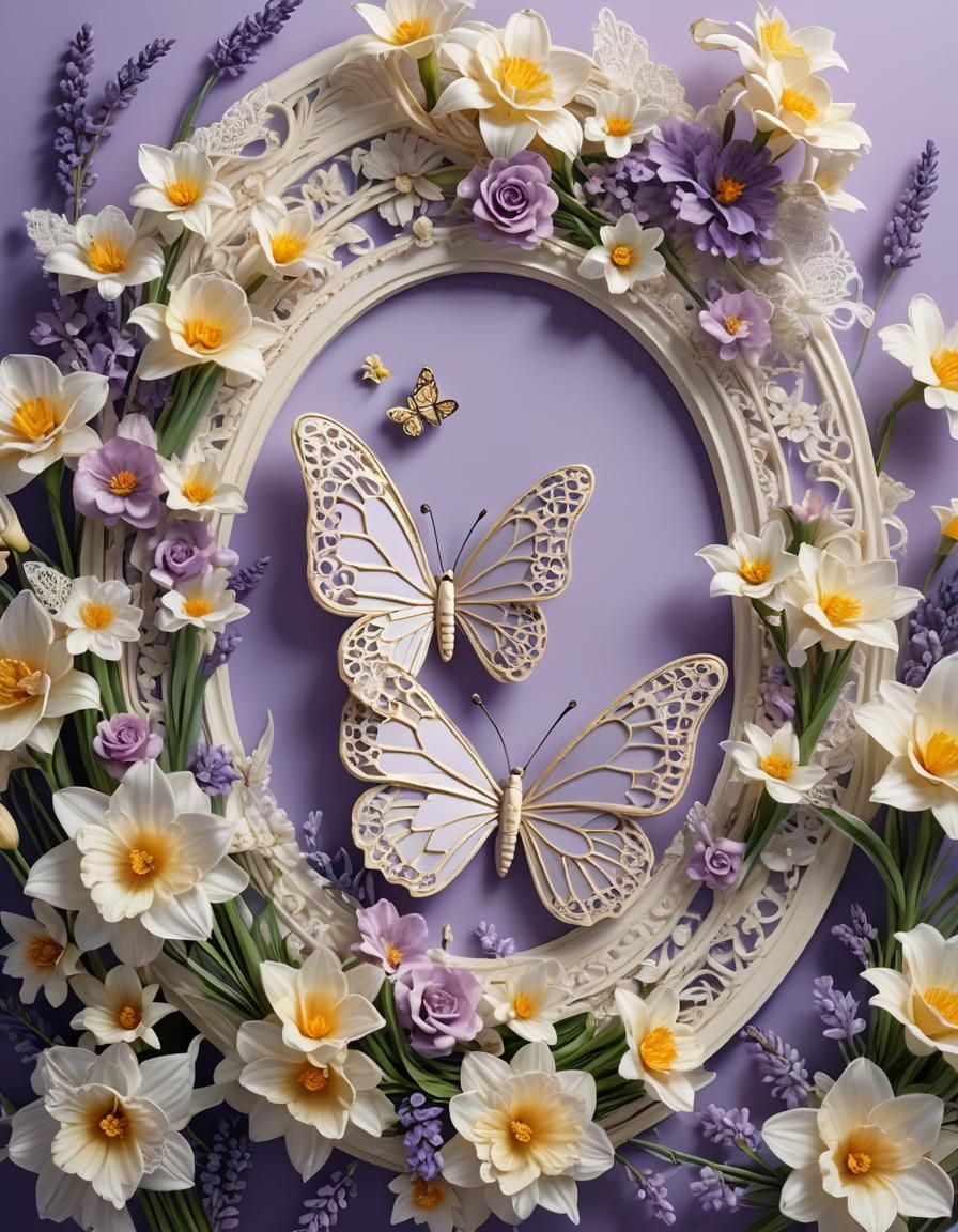 Luxurious Floral Frame in Hyperrealistic Art