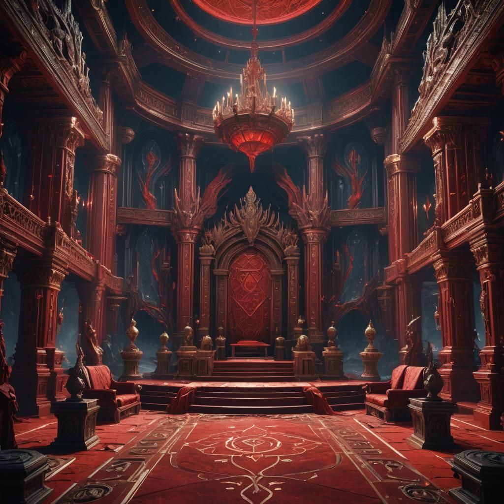 Fantastical Red Diamond Throne Room in Detailed Matte Painti...