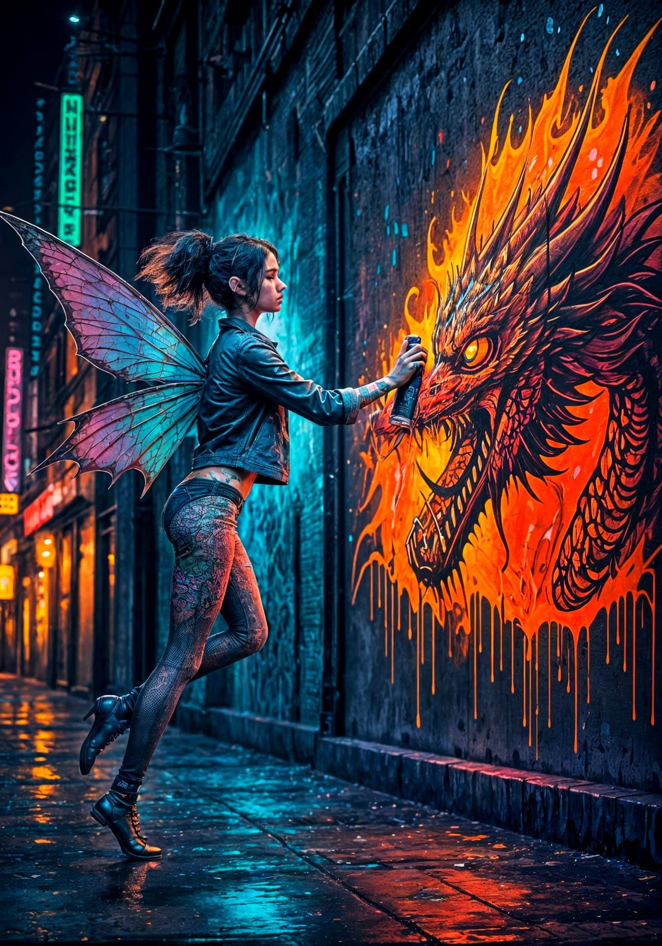Gritty Urban Fairy Unleashes Dragon Graffiti
