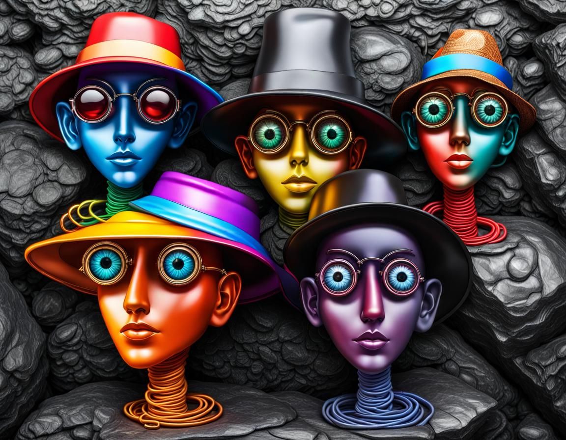 Hyperrealistic Wire People Family Photo in 8K