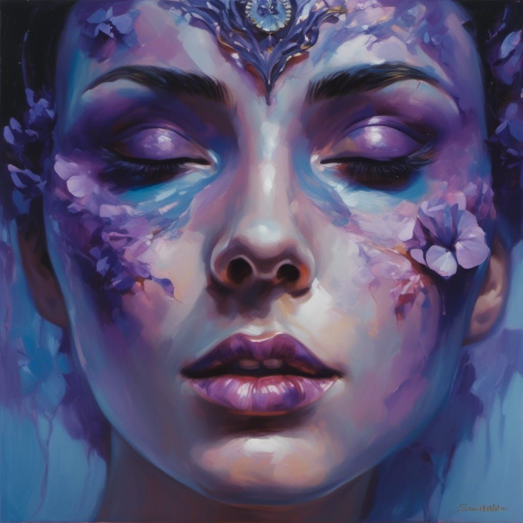 Surreal Portrait with Transparent Torso and Glowing Scars