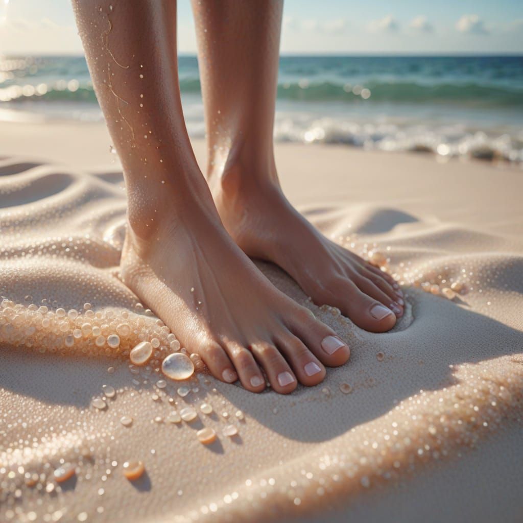 Vibrant Beach Towel Close-Up with Flawless Pedicure