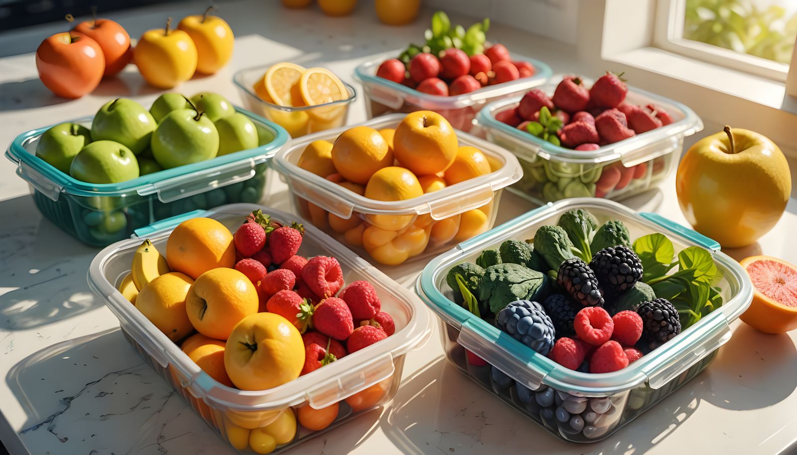 Colorful Fruit and Vegetable Meal Prep