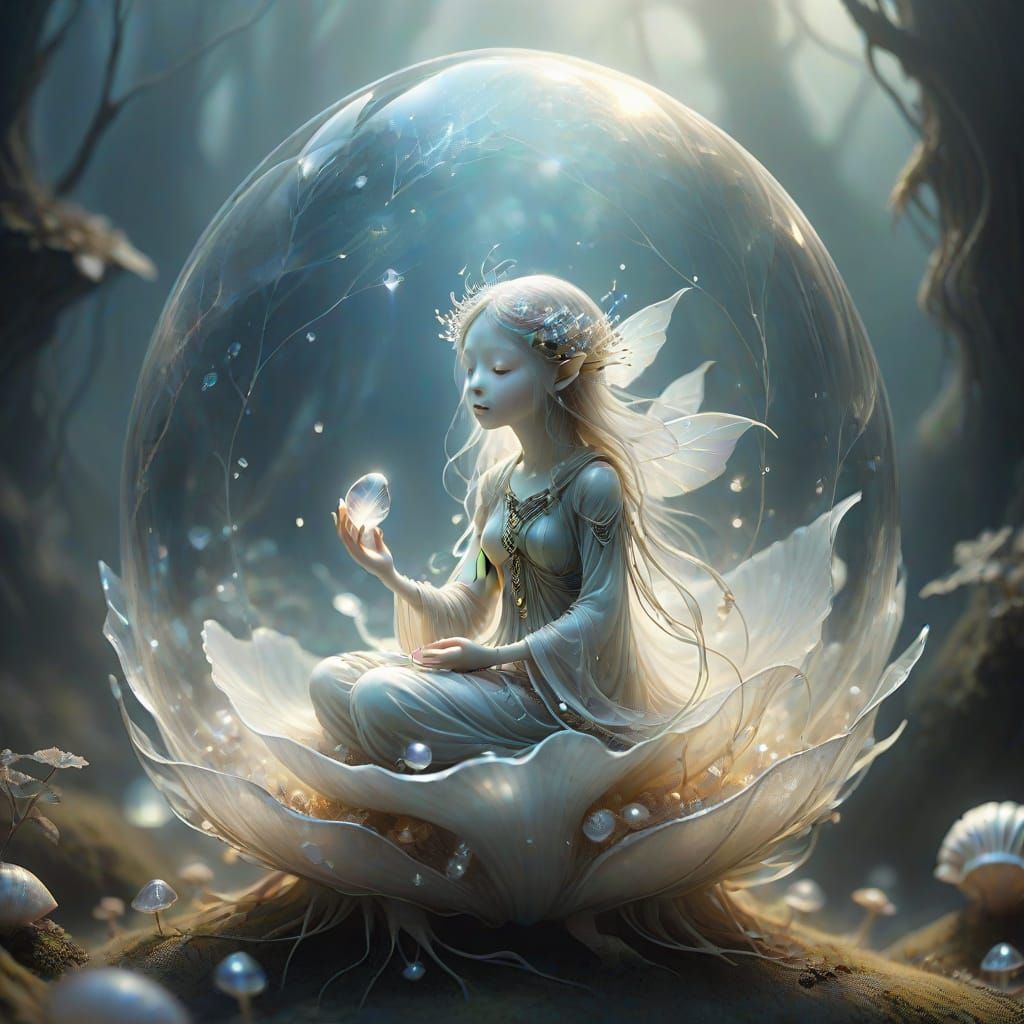Ethereal Soul in Crystalline Shell as Fantasy Concept Art