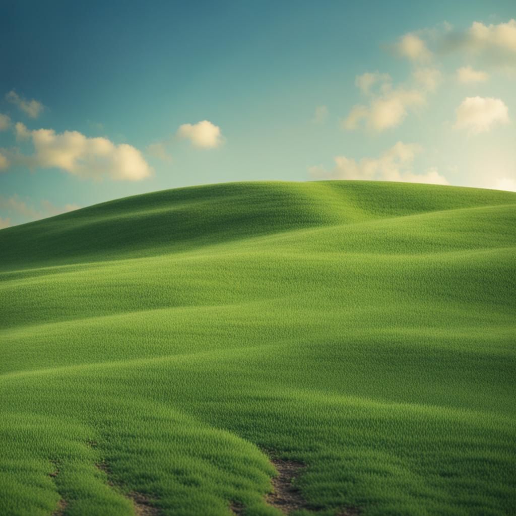 Idyllic Grassy Hill Under Blue Sky
