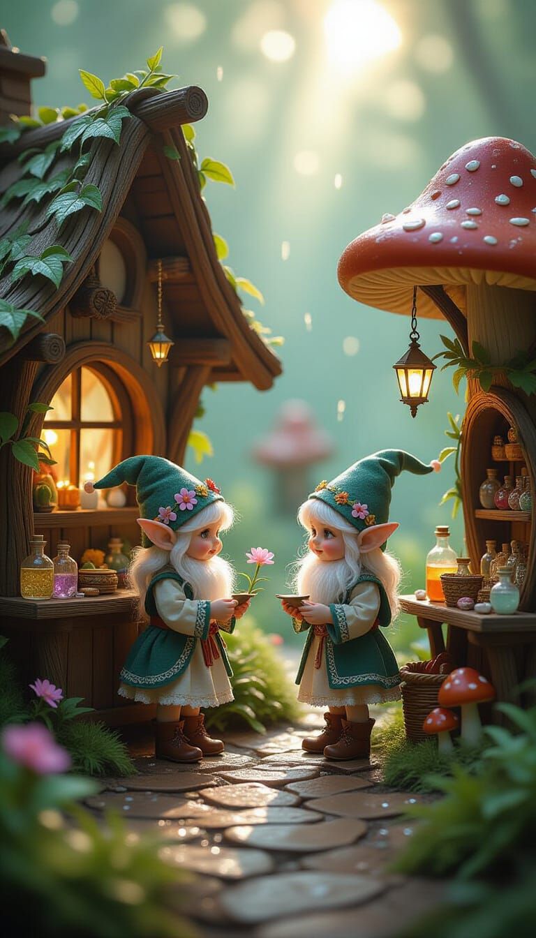 Tiny Dewdrop Elf Market at Dawn