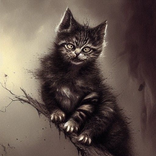 Angry Eldritch Kitten in Hyperrealistic Horror Style