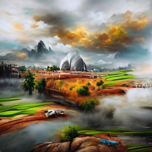 Indian Landscape in Hyperrealistic Matte Painting Style