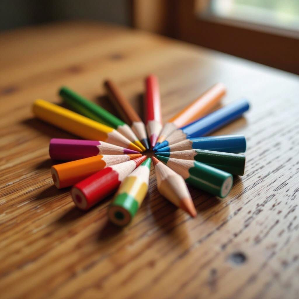 Macro View of Colored Pencils in Circle