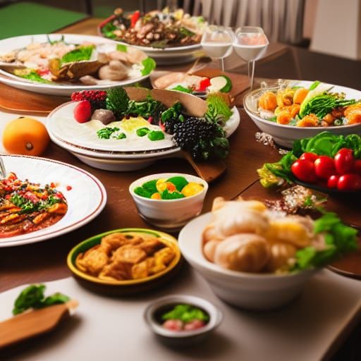 Long Table Full of Food: Professional Photography