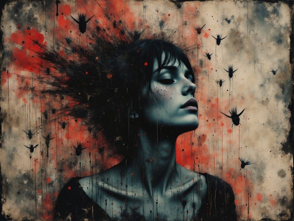 Psychedelic Female Figure in Watercolor and Alcohol Ink