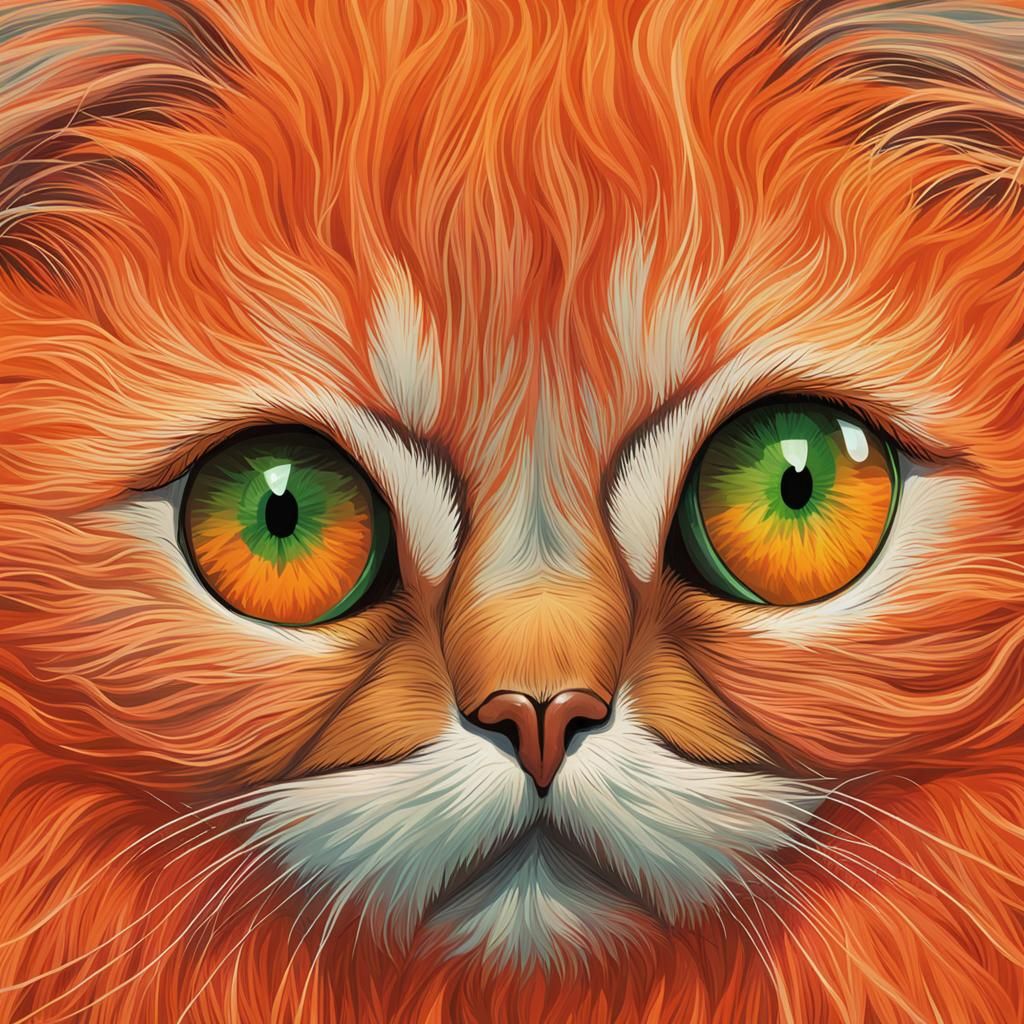 Orange Fur Ball with Green Eyes