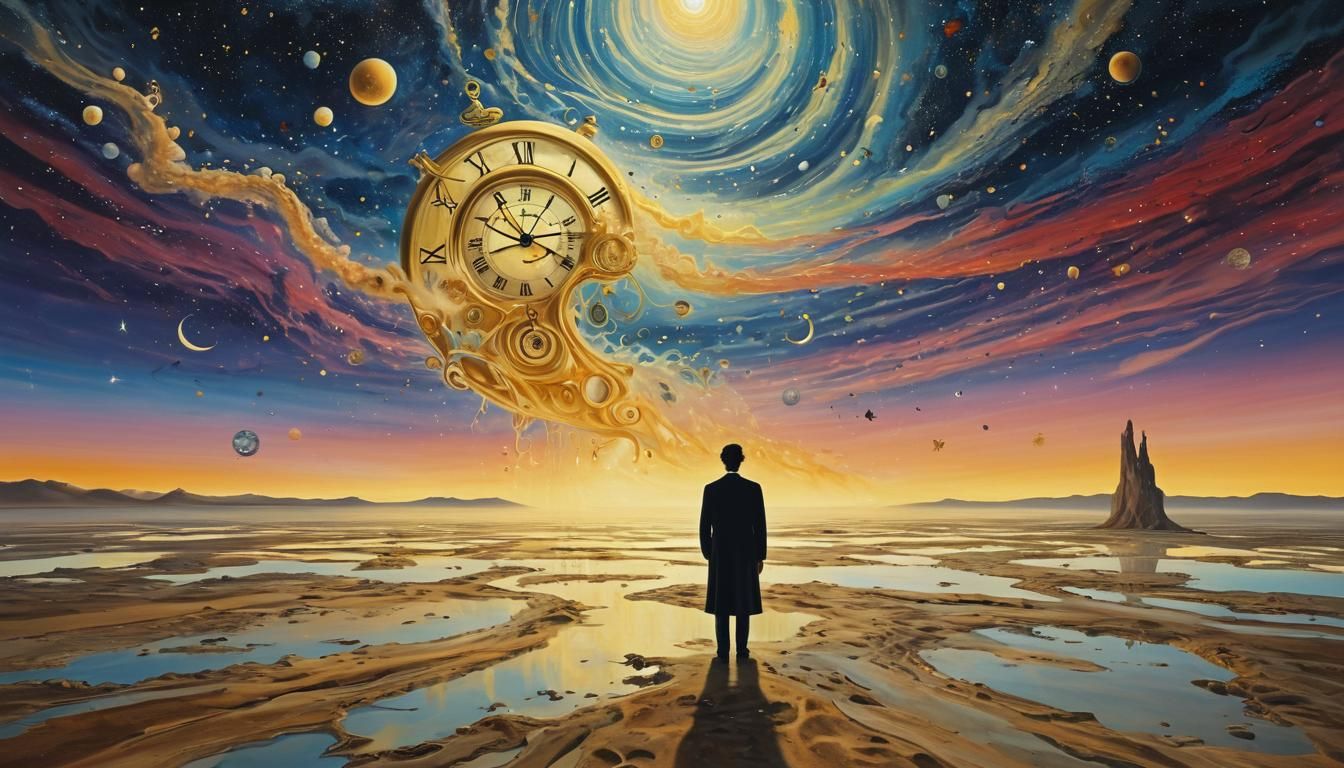 Surreal Person Gazing into Starry Expanse as Fauvist Dream