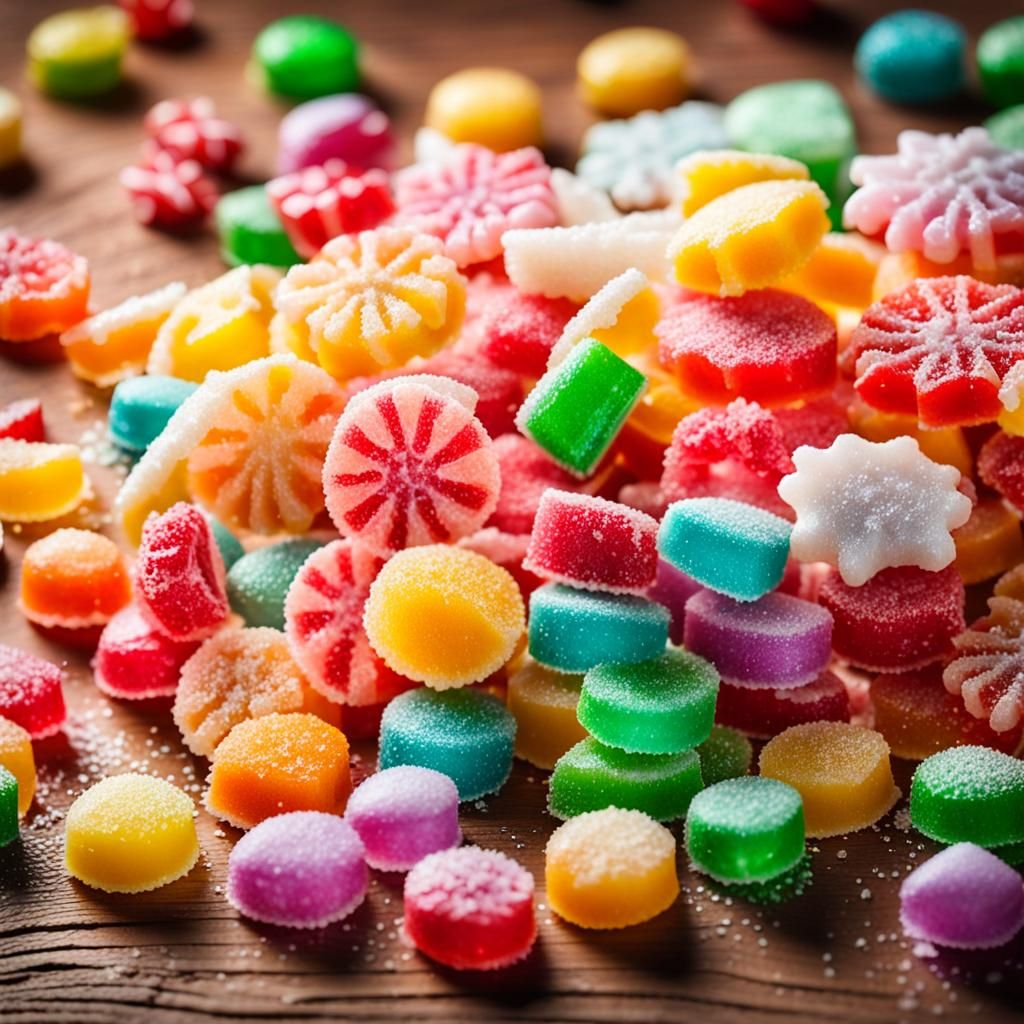 Colorful Christmas Candies in Pastel Hues