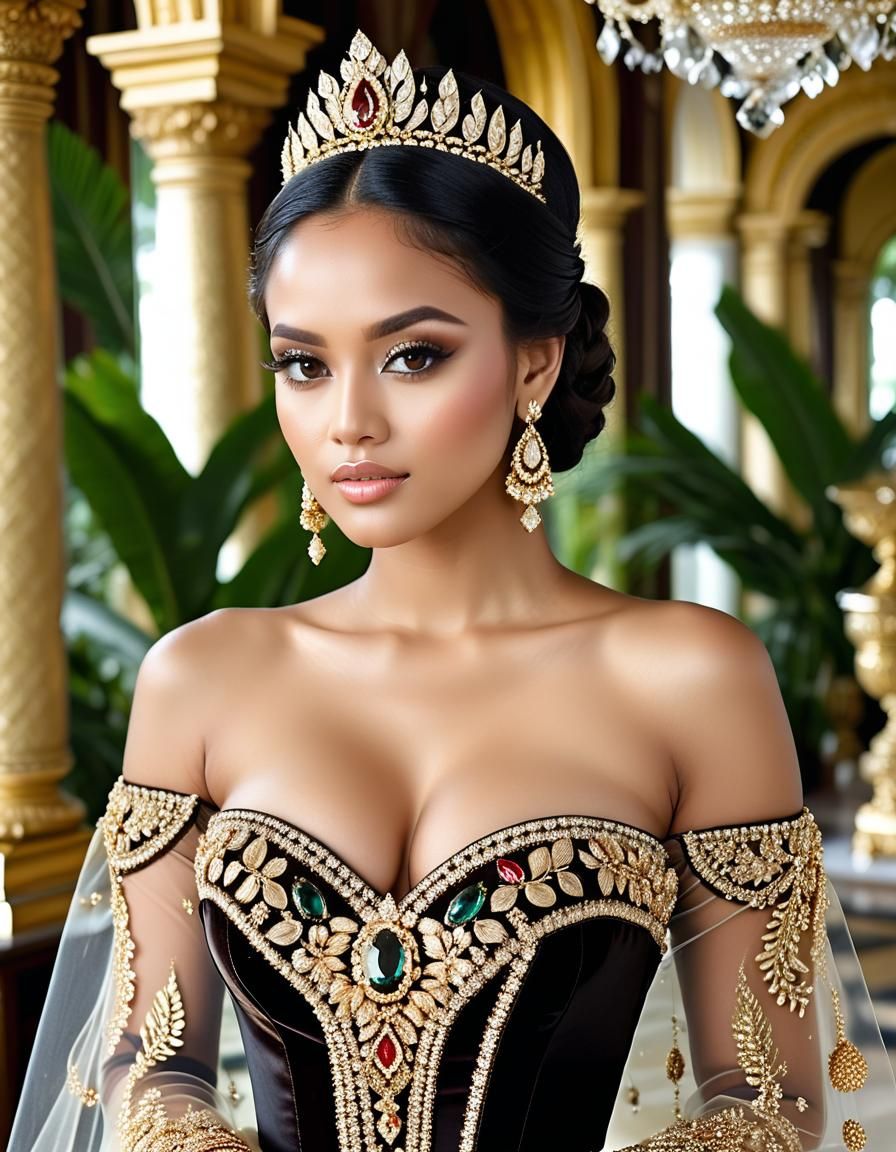 Indonesian Princess in Tropical Palace, Digital Art