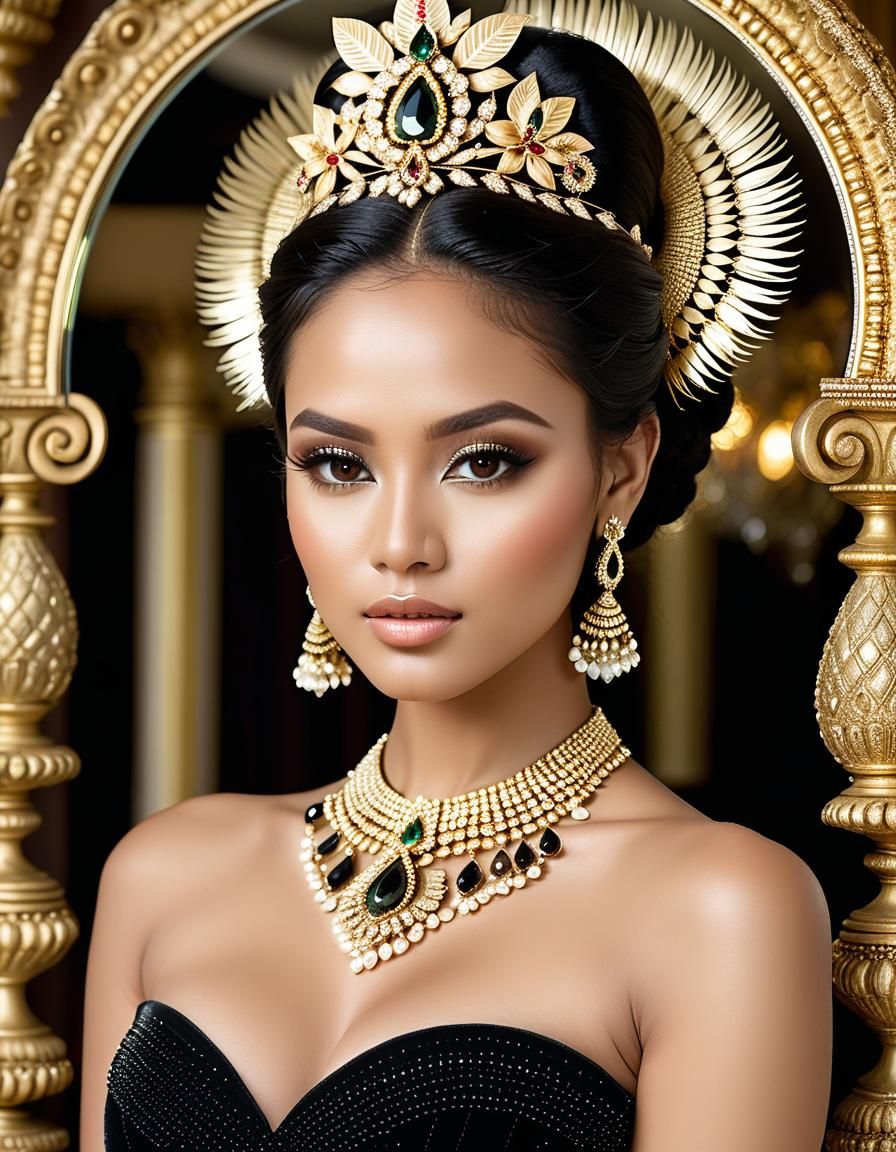 Indonesian Princess in Tropical Palace, RAW Photo