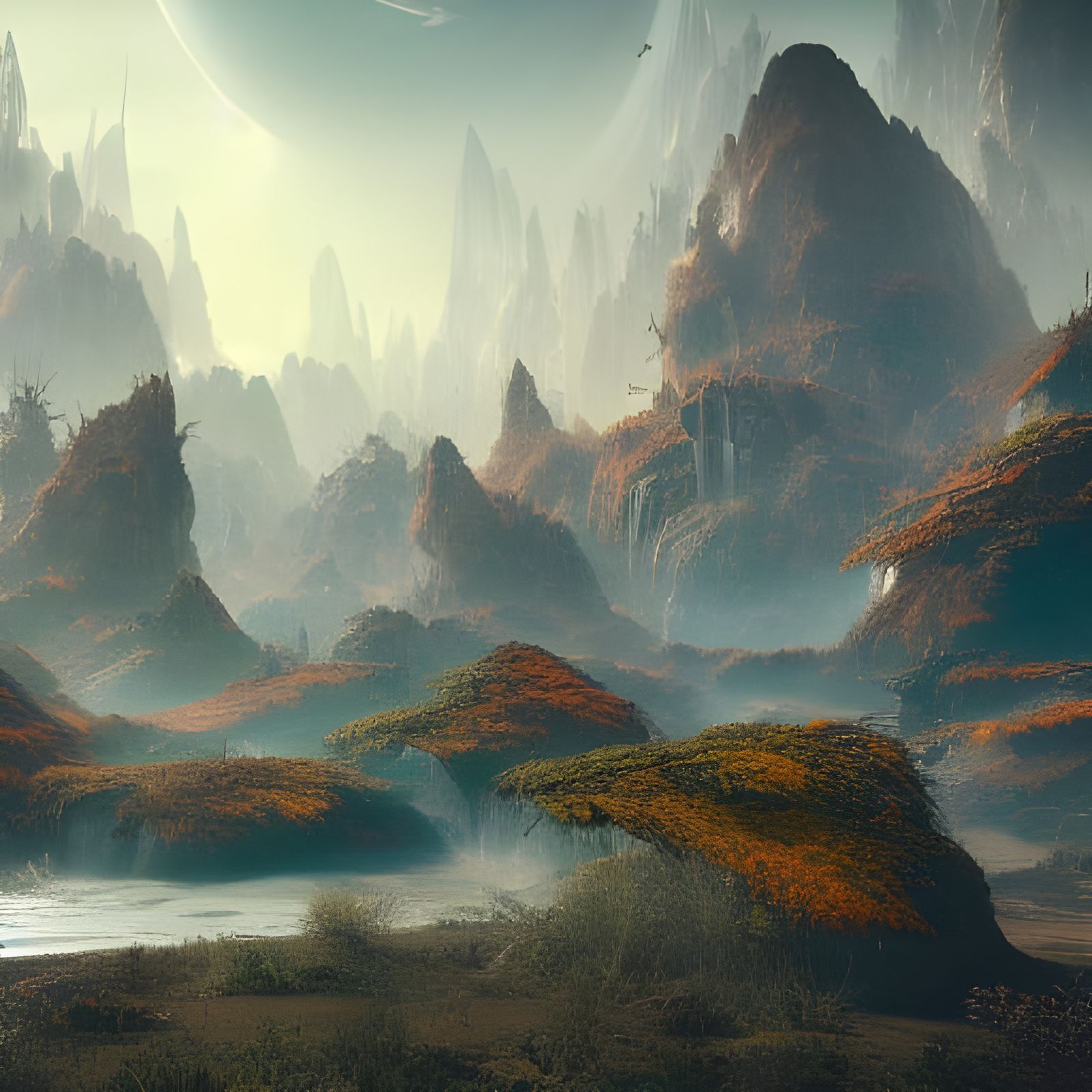 Futuristic nature post apocalyptic world