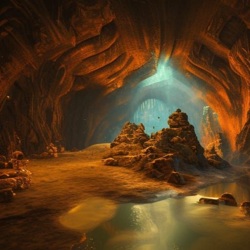 Detailed Mining Cave in Mountain Concept Art