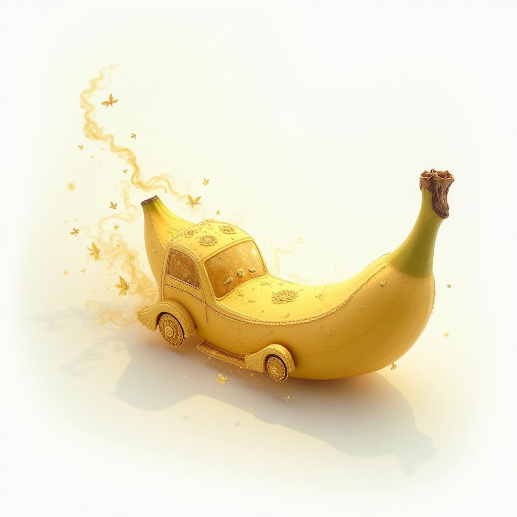 Enchanting Banana Car in Dreamy Mist