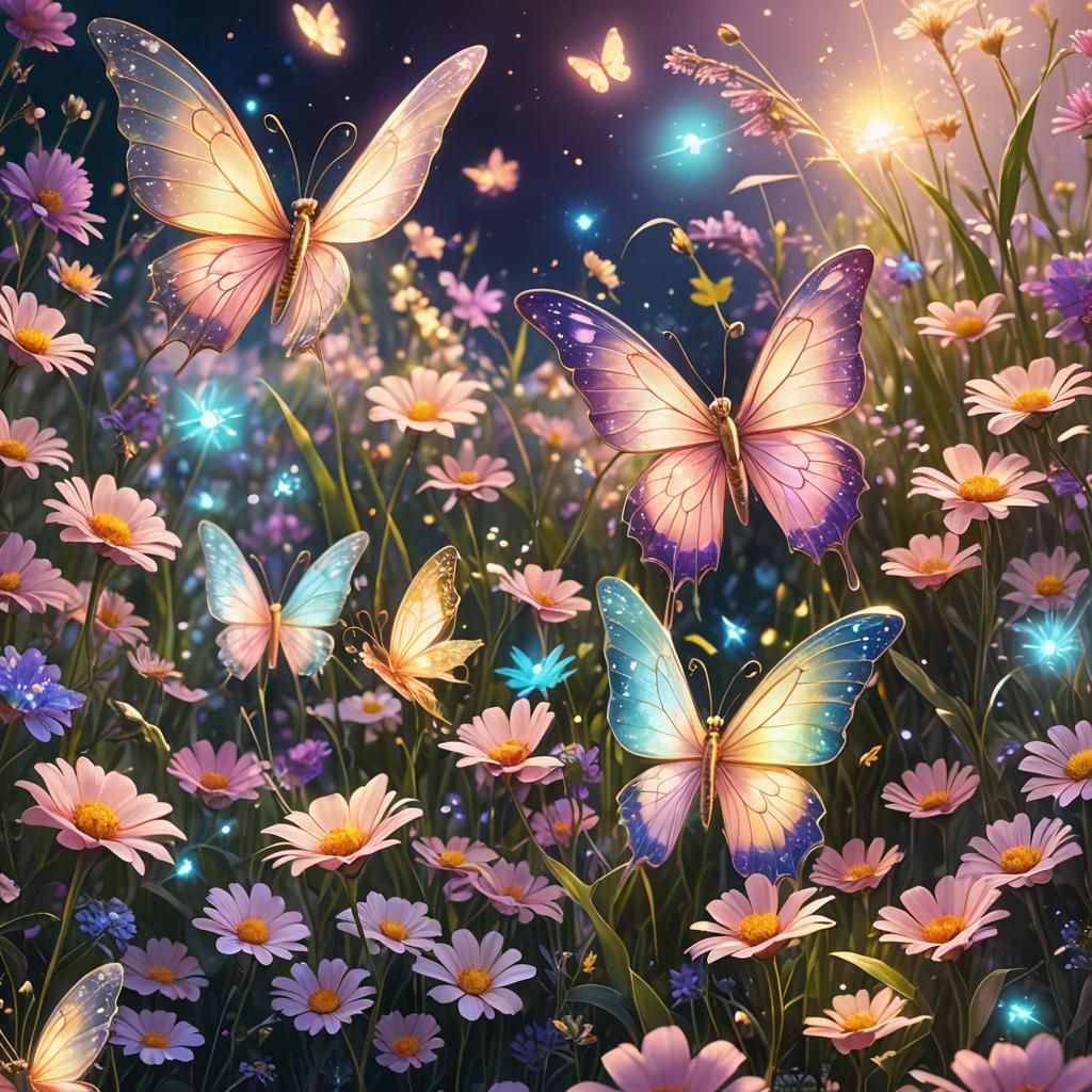 Glowing Fairy Flutter Wings in Lunar Meadow