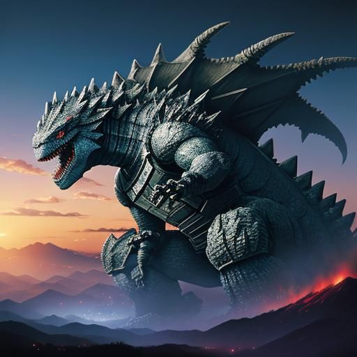 Mecha Godzilla in Anime Style