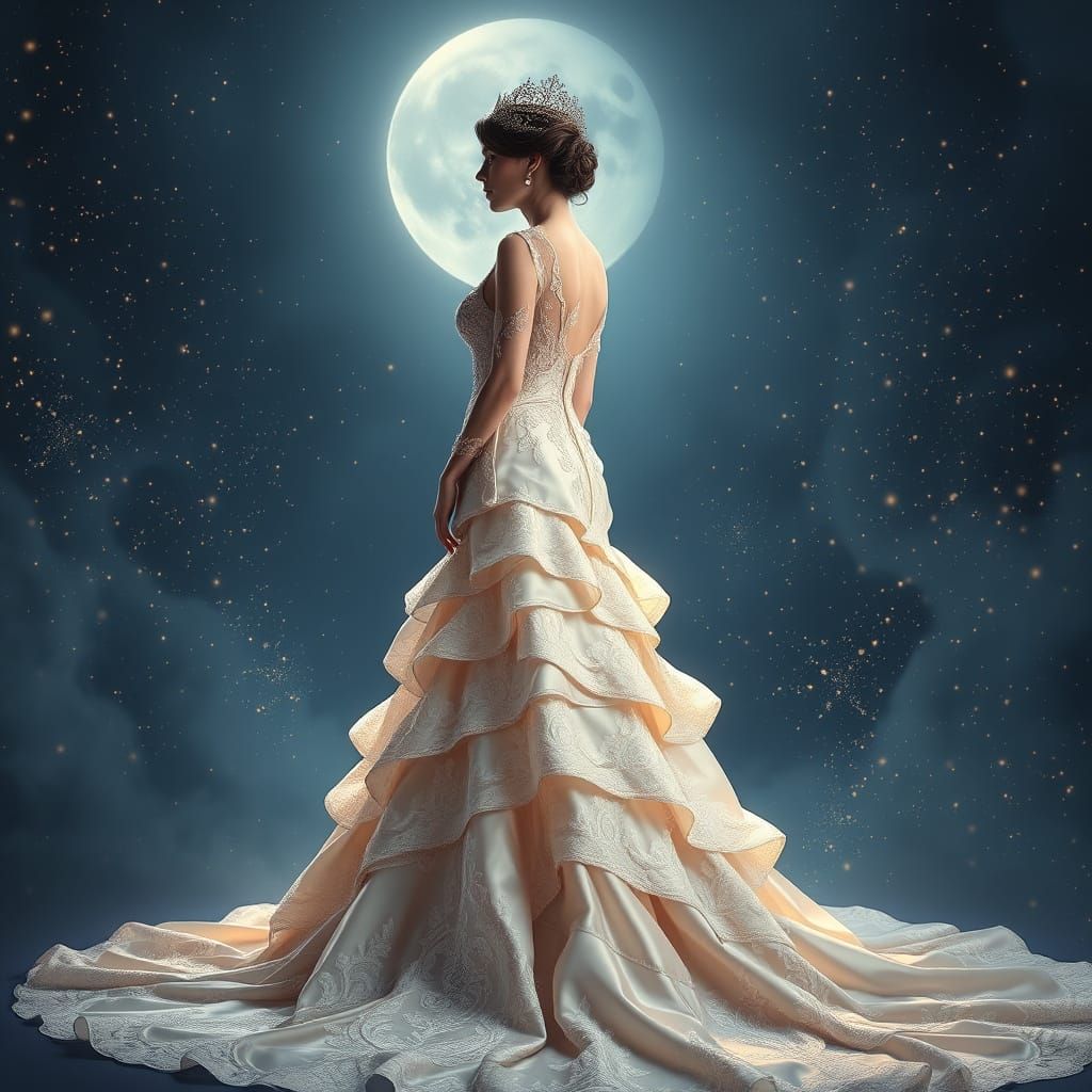 Regal Woman in Ethereal Bebo Style Wedding Gown with Lavish ...