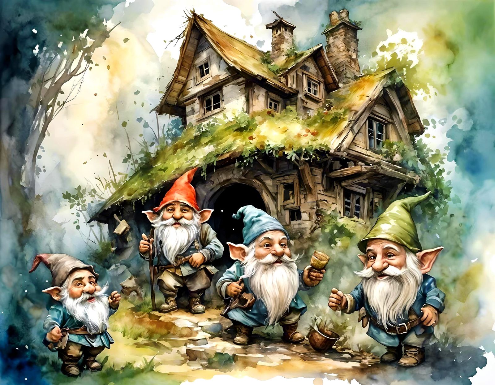 Gnomes' Expedition: A Watercolor Fantasy Adventure