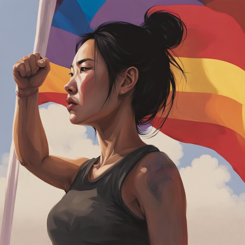 Powerful Pride Image of Woman with Raised Fist
