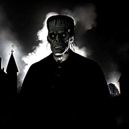 Frankenstein's Castle Inferno: A Black and White Still